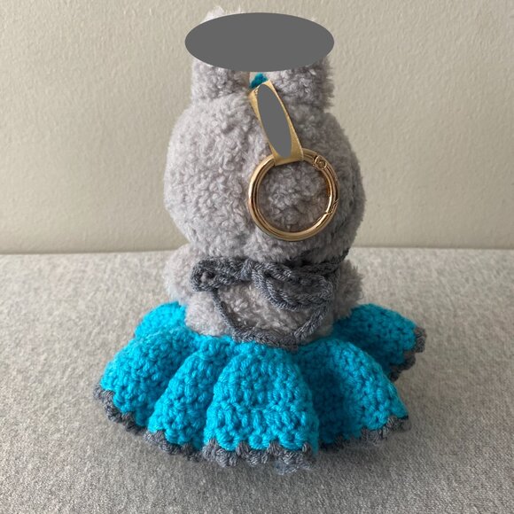 Handmade Crochet Blue Grey Orange Outfit for for 17cm Plush Doll 2-Piece Set - Picture 3 of 7